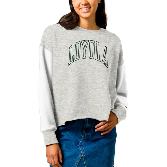 Women's League Collegiate Wear  Gray Loyola Greyhounds Reverse Fleece Cropped Pullover Sweatshirt