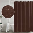 thumbnail image 5 of Brown Pure Color Shower Curtain, Waterproof Shower Curtains for Bathroom, Aesthetics Contemporary Luxury Washable Fabric Bathtub Curtain Set Bath Decor with 12 Hooks Extra Long 72"x96", 5 of 8
