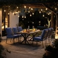 thumbnail image 4 of ALAULM 7PCS Patio Dining Set,Outdoor Metal Patio Furniture Set w/6 Fixed Chairs & Large Metal Table w/Umbrella Cutout for Garden,Backyard,Navy Blue, 4 of 8