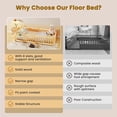thumbnail image 7 of Slsy Montessori Floor Bed for Kids, Solid Wood Toddler Bed Frame w/Convertible Door and Safety Fence, Floor Bed Frame for Children Bedroom, Toddlers, Boys Girls, Kids Playroom, Twin / Full, 7 of 7