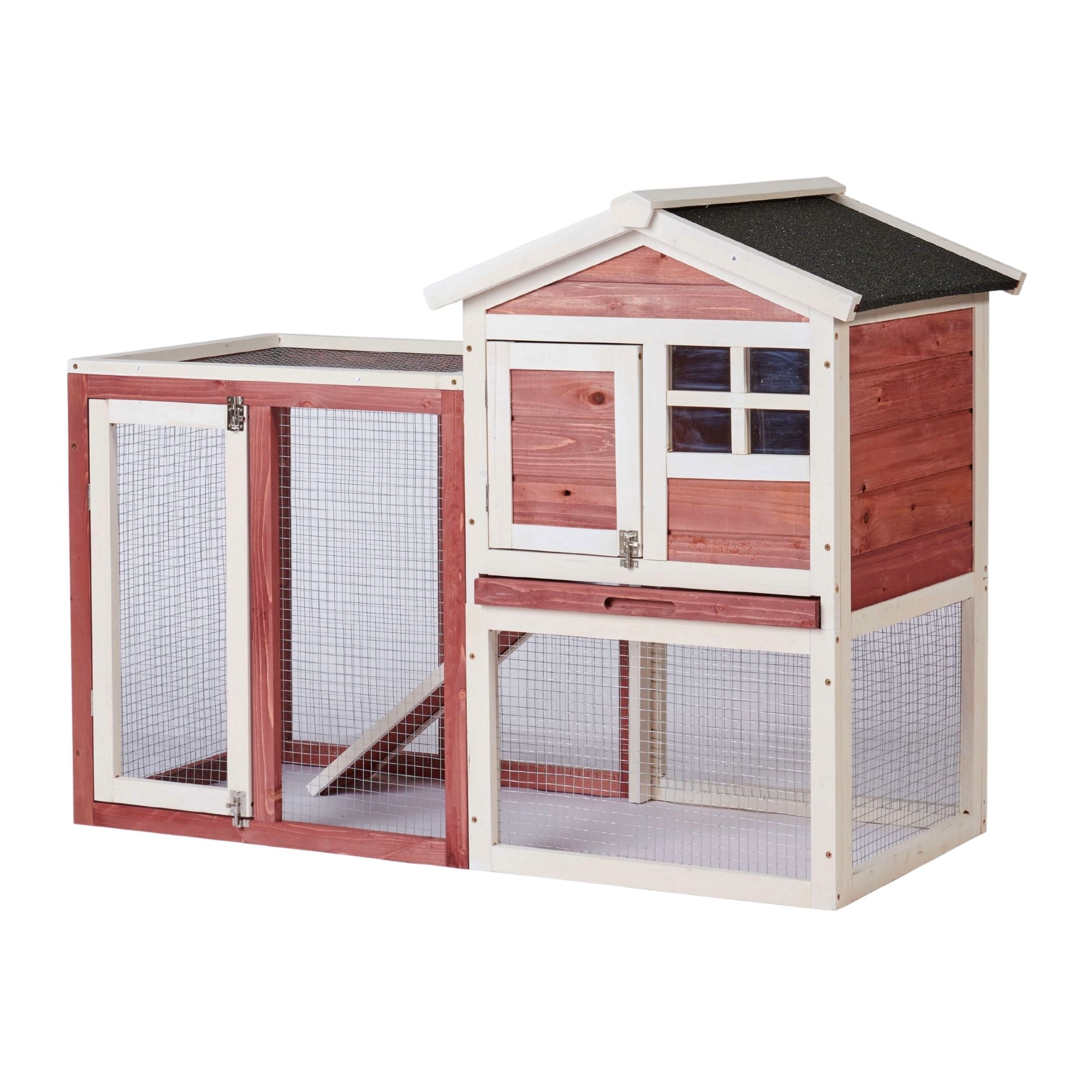 Kadyn 48 in Large Chicken Coop for garden, Wooden Rabbit Hutch w/Door/Ramp , Auburn White Kadyn 48 in Large Chicken Coop for garden, Wooden Rabbit Hutch w/Door/Ramp , Auburn White