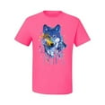 thumbnail image 2 of Wolf Painting Splatter Abstract Art Animal Lover Men's Graphic T-Shirt, Neon Pink, X-Large, 2 of 3