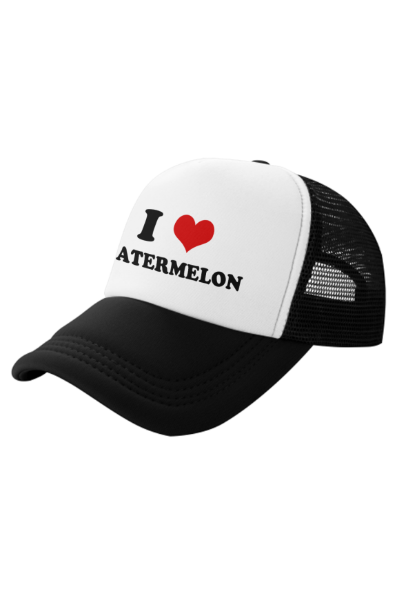 I Heart Watermelon Love Food Funny Trucker Hat Baseball Cap Unisex Black