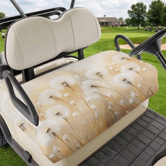 Golf Cart Seat Covers for 2 Seater,White Dandelion Microfiber Cart Seat Towel Blanket,Spring Farmhouse Pastoral Flowers Floral Absorbent NonSlip Bench Seats Protector for Golf Course 51"x31"