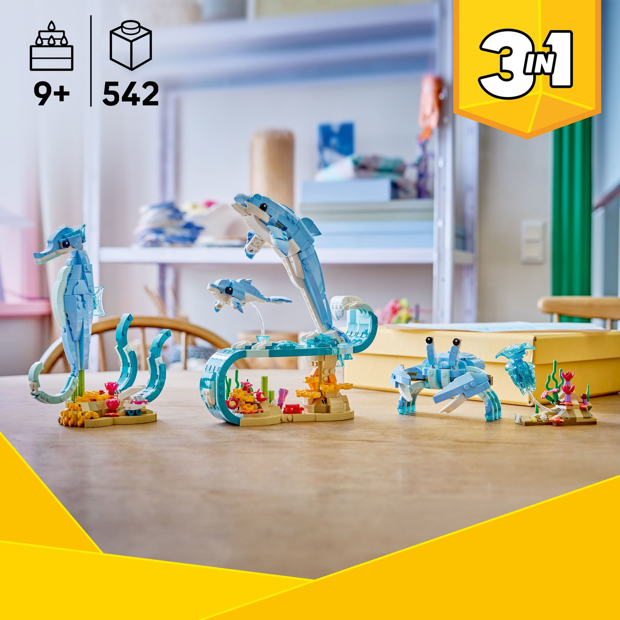 LEGO Creator 3 en 1 Les Animaux Marins : Les Magnifiques Dauphins 31385