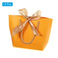 thumbnail image 3 of Uxcell 14.6"x4.3"x9.8" Gift Bags with Handles Small Paper Favor Bag with Bow Ribbon Orange Yellow 6 Pack, 3 of 6