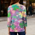 thumbnail image 5 of FrzhBrz 3/4 Length Sleeve Womens Tops Irish Shamrock Print St Patricks Day Shirt Women Crew Neck Pullover Graphic Tee Tops Saint Patricks Day T Shirts, 5 of 5