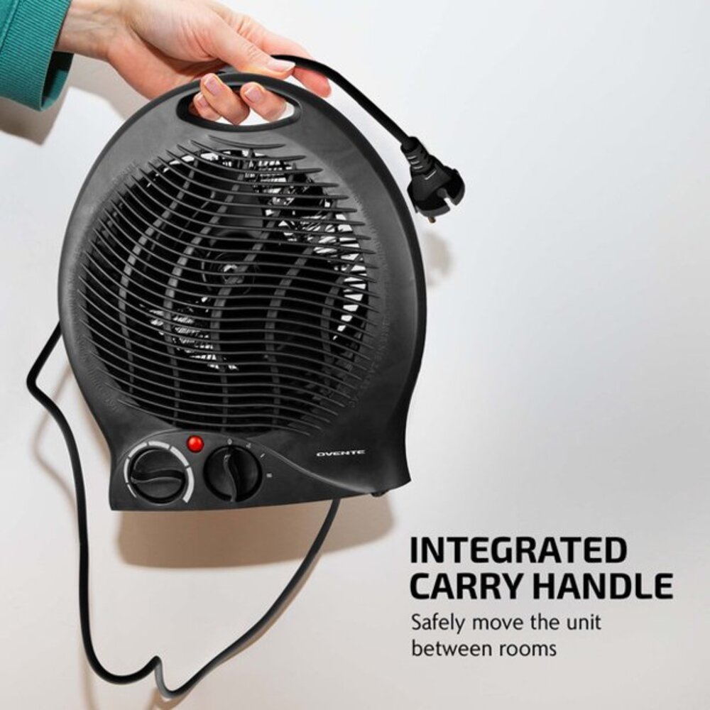 OVENTE Portable Electric Heater w/Thermostat Control, Indicator Light & Safety Switch, Space Saving Heat Perfect for Indoor, Home, Bedroom Dorm Office Black, HE24B
