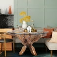 thumbnail image 2 of Rustic Teak Wood Root Dining Table Including 55 Inch Round Glass Top, 2 of 5
