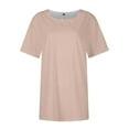 thumbnail image 4 of Tshirt Women Women's Fashionable Casual Solid Color Short Sleeved Round Neck T-shirt Top, 4 of 6