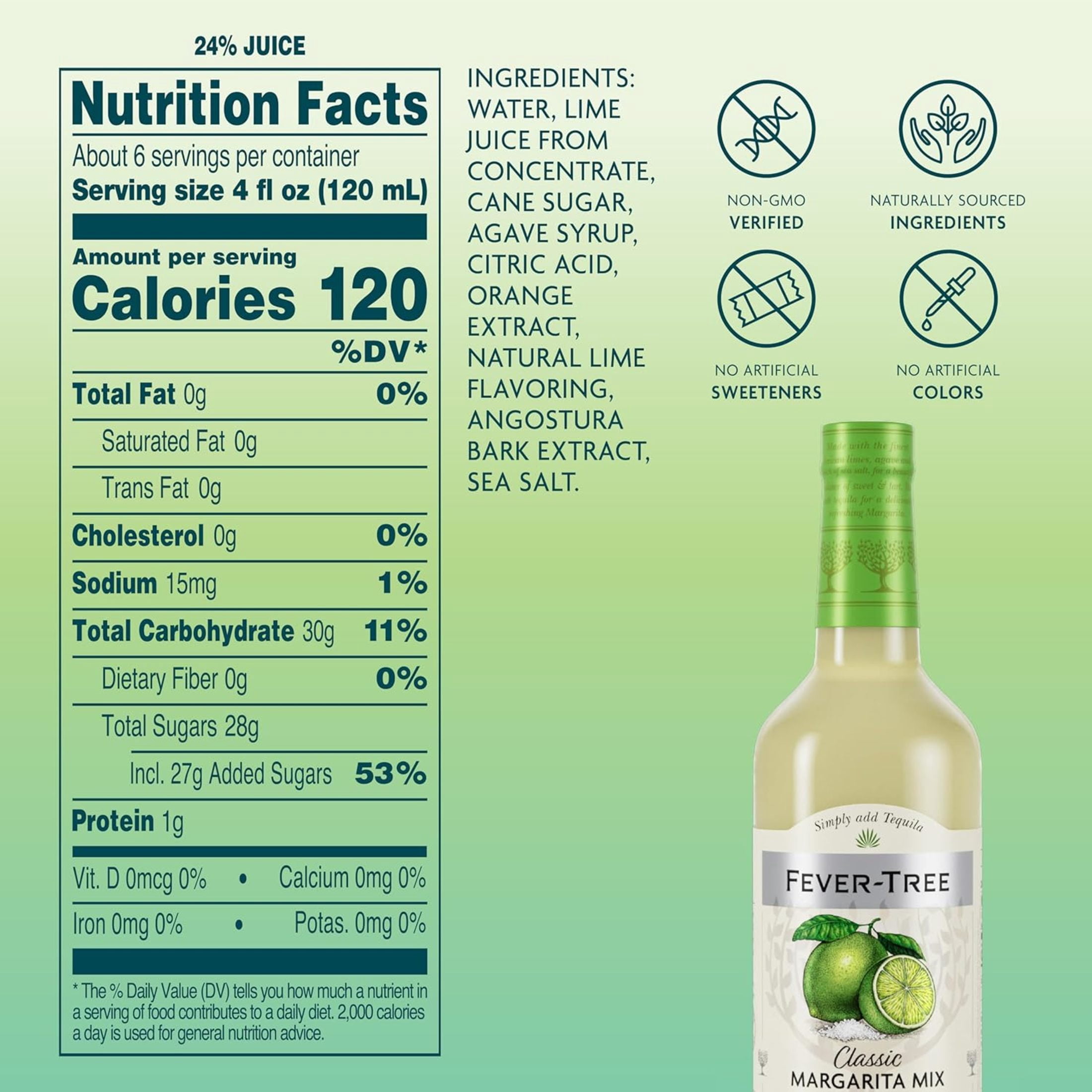 Fever-Tree Classic Margarita Mix , 750 ML Glass Bottle, 0% ABV