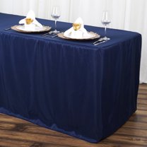 BalsaCircle Navy Blue Patriotic Veterans Day 6 feet Fitted Tablecloth Polyester 4th of July Event Linen