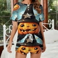 thumbnail image 2 of Halloween Ghosts Horror Pumpkin Pajamas Set Womens Loungewear Sleepwear 2 Piece PJ Sets, 2 of 7