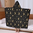 thumbnail image 5 of Black Moon Star Constellation Pattern Hooded Bath Towel，60"x35" for Ages 3 To 12 Kids, Quick Dry Lightweight Soft Microfiber Hood Beach Towel Cover Up for Kids, 5 of 7