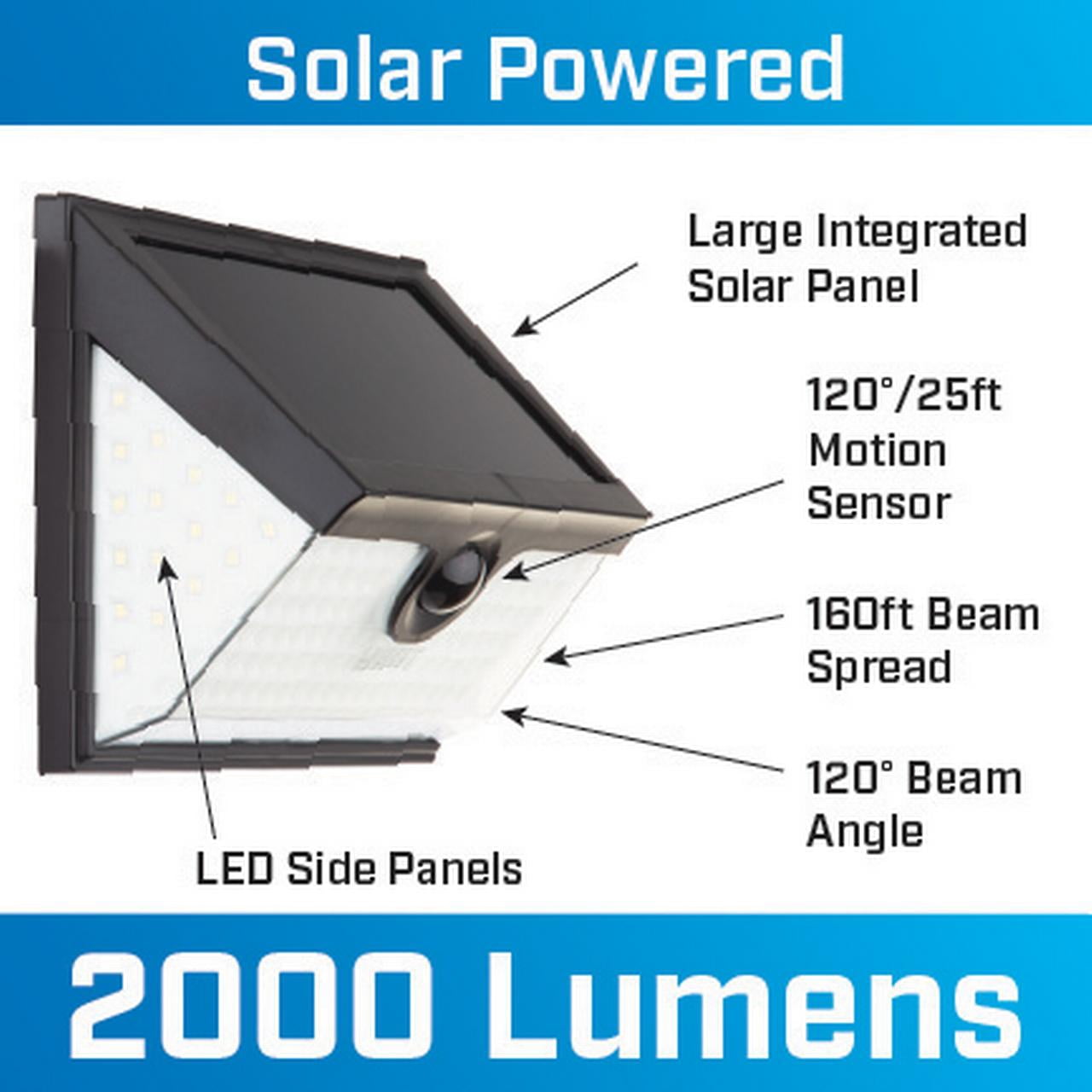 HART Solar LED Pathway and Security Light, Dusk to Dawn, Black, One Piece Design, 2000 Lumens