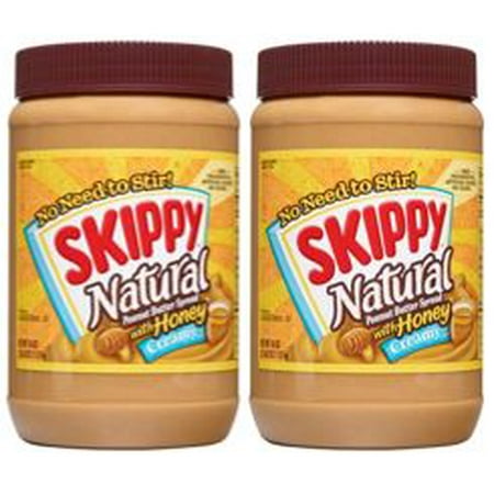 (2 Pack) Skippy Natural Creamy Peanut Butter with Honey, 40