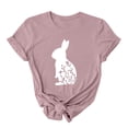 thumbnail image 2 of HOMBOM Easter Clothes Women Crew Neck Short Sleeve Pink T-shirt Easter Bunny Print Y2k Tops L, 2 of 5