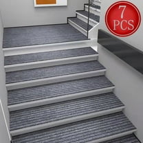 Bxaolu Stair Treads for Wooden Steps, Non-Slip Stairs Carpet Tape Peel and Stick with Double Adhesive Tape Set of 7 Stripe - 30" x 8", Grey