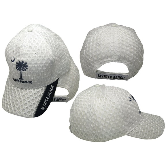 South Carolina SC State Myrtle Beach Mesh White Embroidered Cap Hat