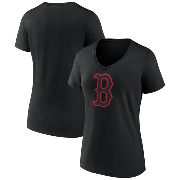 Women's Black Boston Red Sox Rough Diamond V-Neck T-Shirt