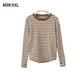 thumbnail image 2 of Camiseta informal de rayas con cuello redondo y manga larga para mujer, 2 of 6