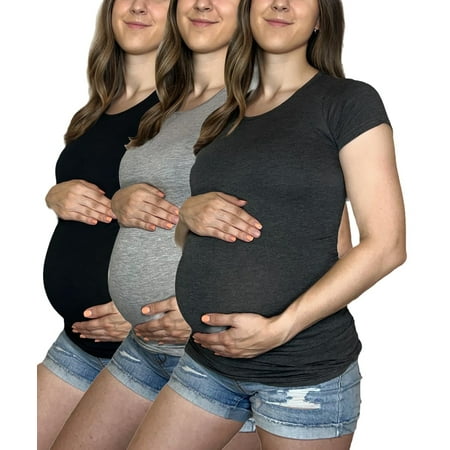 MISS POPULAR Womens 3 Pack Maternity Short Sleeve