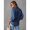 thumbnail image 2 of JILLUMI Women's Denim Shirt, Long Sleeve Button Down Jean Blouse with Pockets, 2 of 5