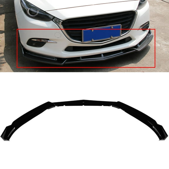 ECCPP Front Bumper Lip PP fit for 2014-2018 for Mazda 3 Axela Front Lip Spoiler Glossy Black Front Lip Body Kit