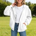 thumbnail image 2 of Girls Zip Up Hoodies, Teen Full-Zip Hooded Sweatshirt Jacket, Casual Fall Long Sleeve Solid Lightweight Outerwear with Pockets White 150, 2 of 6