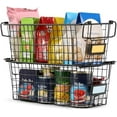 thumbnail image 2 of 4 Pack [ XL Large ] STACKABLE Wire Baskets for Organizing - Pantry Storage and Organization Metal Bins for Produce, Food, Fruit - Kitchen Bathroom Closet Cabinet, Countertop, Under Sink Organizer, 2 of 7