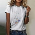 thumbnail image 2 of RKSTN Hauts d'Été pour Femmes 2023 Tendance Décontracté T-Shirt Imprimé Pissenlit Col Rond Manches Courtes Chandail Blouse T-Shirts, 2 of 5