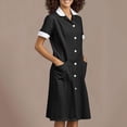 thumbnail image 1 of WILLBEST Vestido Midi Informal de Manga Corta con Cuello En V para Mujer con Diseño de Patchwork para Uso Diario y Trabajo, Cómodo Vestido con Bolsillos Divididos. Chica, 1 of 3