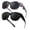 A02 Floral+black Frame/Grey Lens, variant on Women's 2-Pack Oversized Round Sunglasses UV400 Retro Floral & Solid Black for Summer Vacation Beach Party