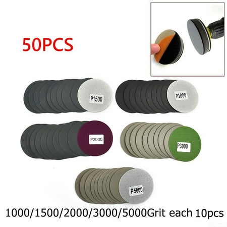 

50pcs 3 inch Hook&Loop Wet/Dry 1000 1500 2000 3000 5000 Grit Sandpaper Discs