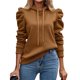 thumbnail image 1 of Sudadera con Capucha de Larga Abullonada y Cordón Ajustable para Mujer, Estilo Informal, para Otoño e Invierno Marrón Oscuro M, 1 of 8