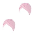 thumbnail image 3 of Sonducket Musulmán Turbante Hijabs Caps Frente Turbantes Sombreros Indian Bonnet Algodón Plisado Elasticidad Beanie Chemo Headwear rosa rosado 2piezas, 3 of 6