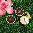 thumbnail image 2 of Koyal Wholesale Gold Compact Mirror Bridesmaid's Wedding Gift, Rustic Wood with Laurels, Monogram Letter A, 1-Pack, 2 of 5