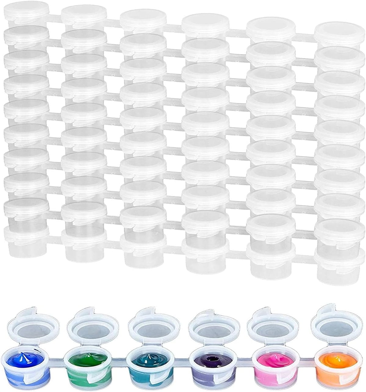 Empty Paint Pots Strips, Paint Container Strips with Lids,240Pcs Small