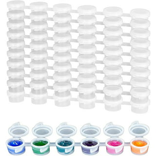 Triani 240 Pieces Empty Paint Pot(3ml/ 0.1oz), 40 Strips Acrylic Mini Paint  Container Strips Storage with Lids for Classrooms School Arts and Crafts  Paint,White 