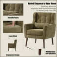 thumbnail image 3 of HSUNNS Accent Chair, Chenille Armchair with Pillow and Solid Wood Legs, Ergonomic Design Upholstered Reading Armchair for Bedroom and Reception Room, Comfy Soft Padded Lounge Chair, Olive Green, 3 of 8