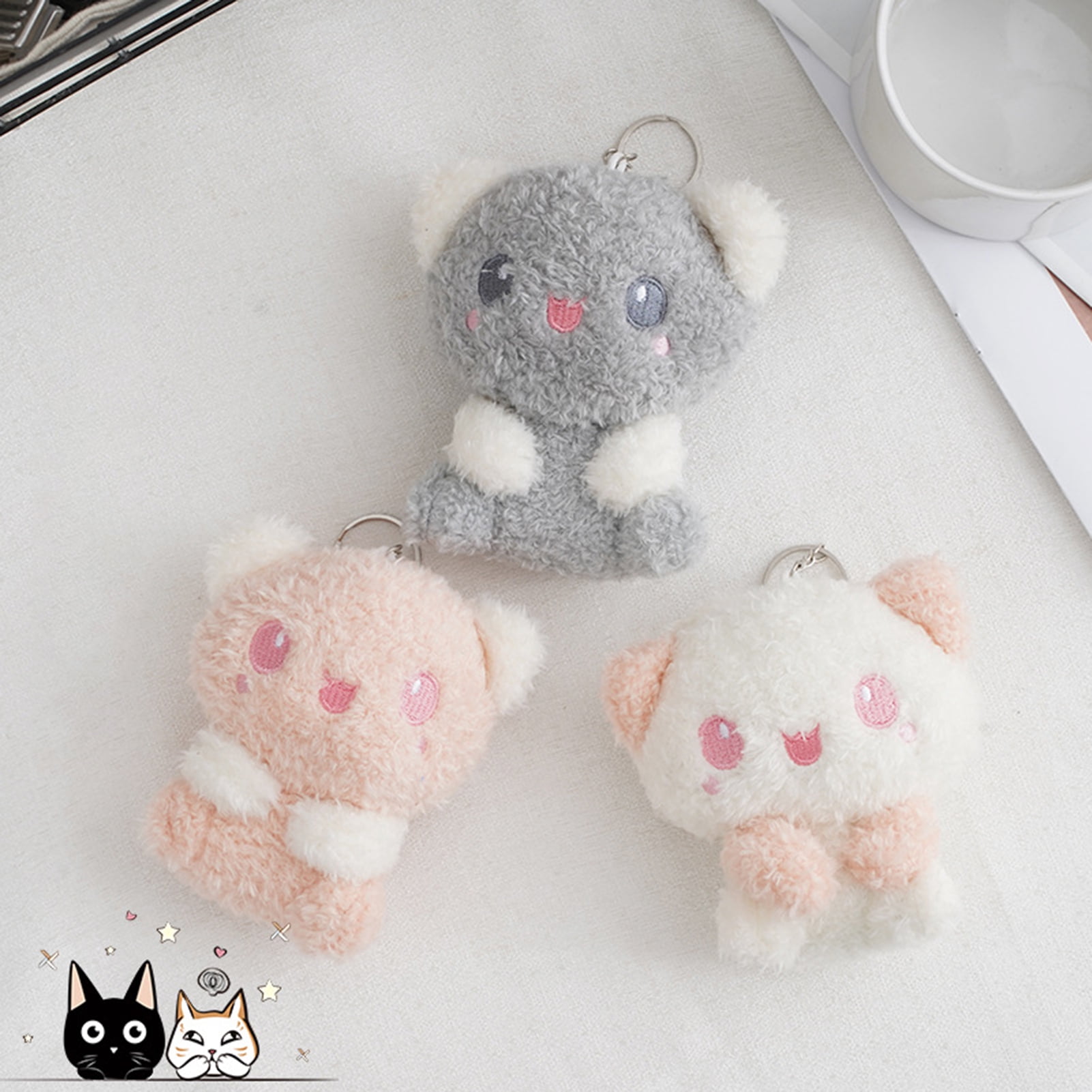 Plush Doll Adorable Expression Vivid Hanging Cat Keychain Anime Plush Figure for Kids