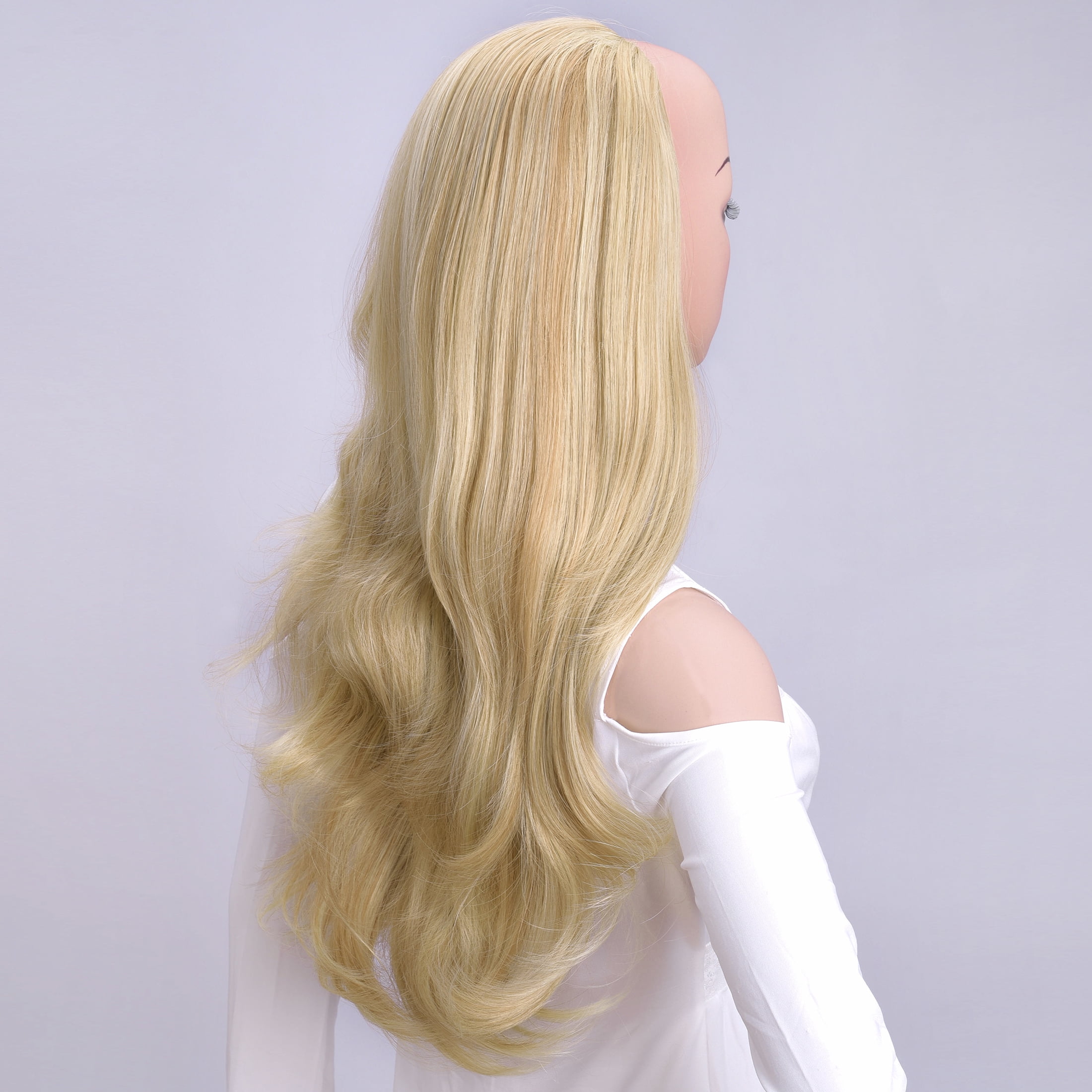 Silike 24" Long Wavy Clip in Half Head Tied Wig Premium Japanese Synthetic Fibers Hair Extensions for Women, 210g, Natural Looking Voluminous Waves for Added Length & Thickness, Heat Resistant