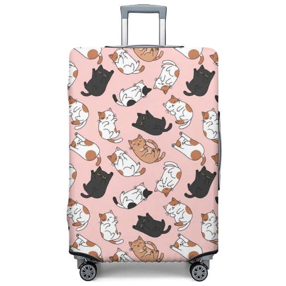 Multicolor Cat Pink Pattern Luggage Cover,Stretch Travel Baggage Protector with Top & Side Openings, Reinforced Stitching Gift Ideas for Students Professionals,XL(29-32in)