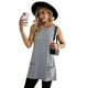 thumbnail image 4 of ABPHQTO Camiseta de Tirantes Larga de Mujer Color Gris Liso con Bolsillos, 4 of 5