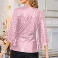 thumbnail image 5 of Sexlip Glitter Tops for Women Plus Size Short Sleeve Shirts 2025 Trendy Evening Cocktail V Neck Sequin Blouse Tunic Weddings Pink S, 5 of 7