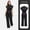 Black, variant on Women's Scrub Jumpsuit - Mandarin Collar & Adjustable Drawstring Waist, Comfortable Nursing Uniform