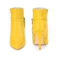 thumbnail image 5 of BLISSFUL STEP Pointed Toe Buckle Strap Stiletto Heel Ankle Boots for Women Yellow (Size 11), 5 of 5
