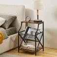 thumbnail image 3 of VECELO Set of 2 Side Tables for Living Room, Industrial End Table Bedside with Magazine Rack, Brown, 3 of 9