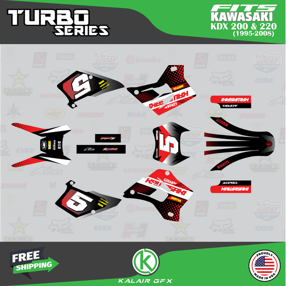 Kalair GFX Graphics Kit for Kawasaki KDX200 (1995-1998) Turbo Series