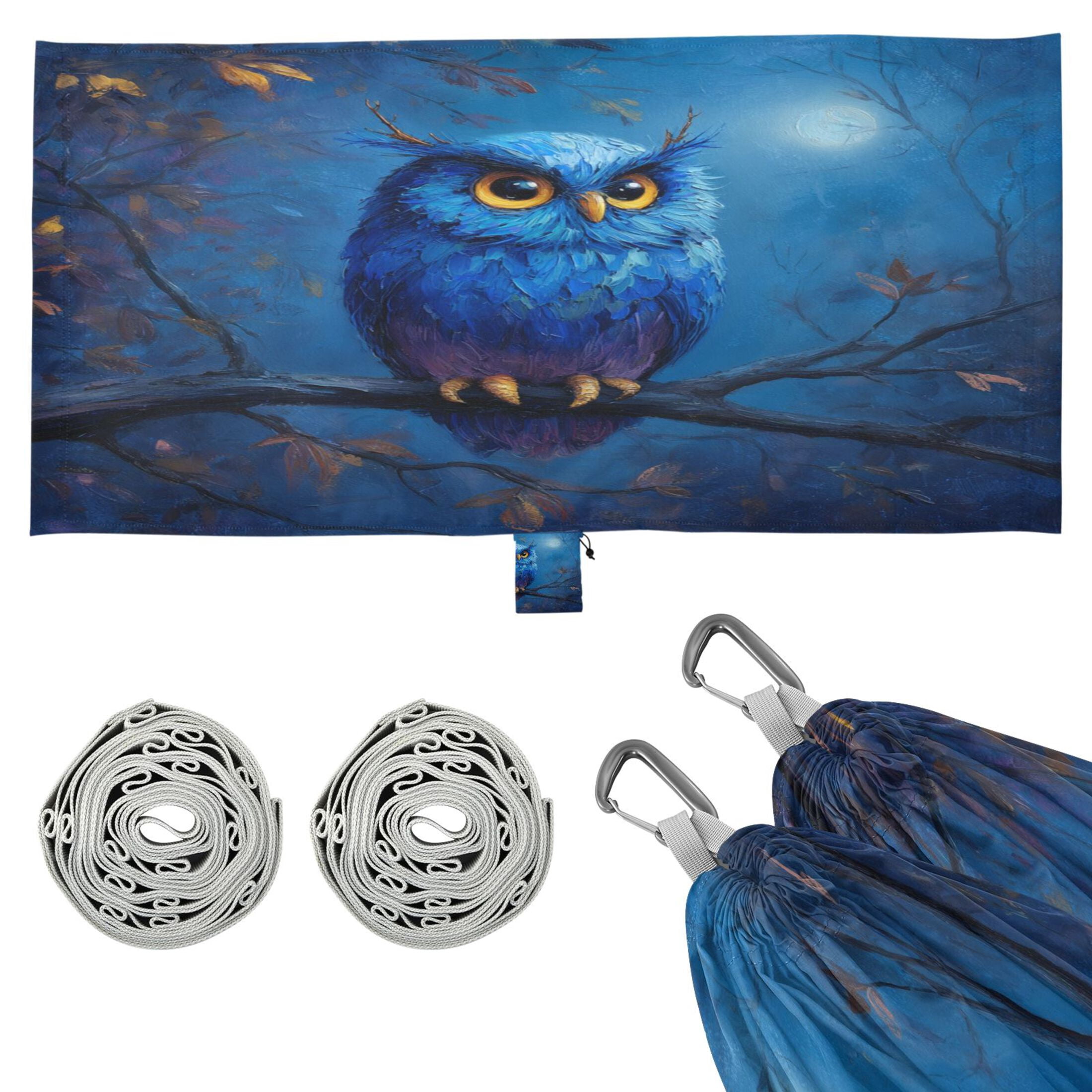 Hammock Camping Hammock Nylon Portable Hammock Travel Camping Hammock Blue Owl Antlers Perched